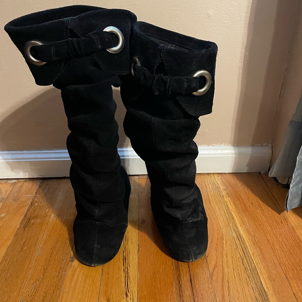 Black leather boots